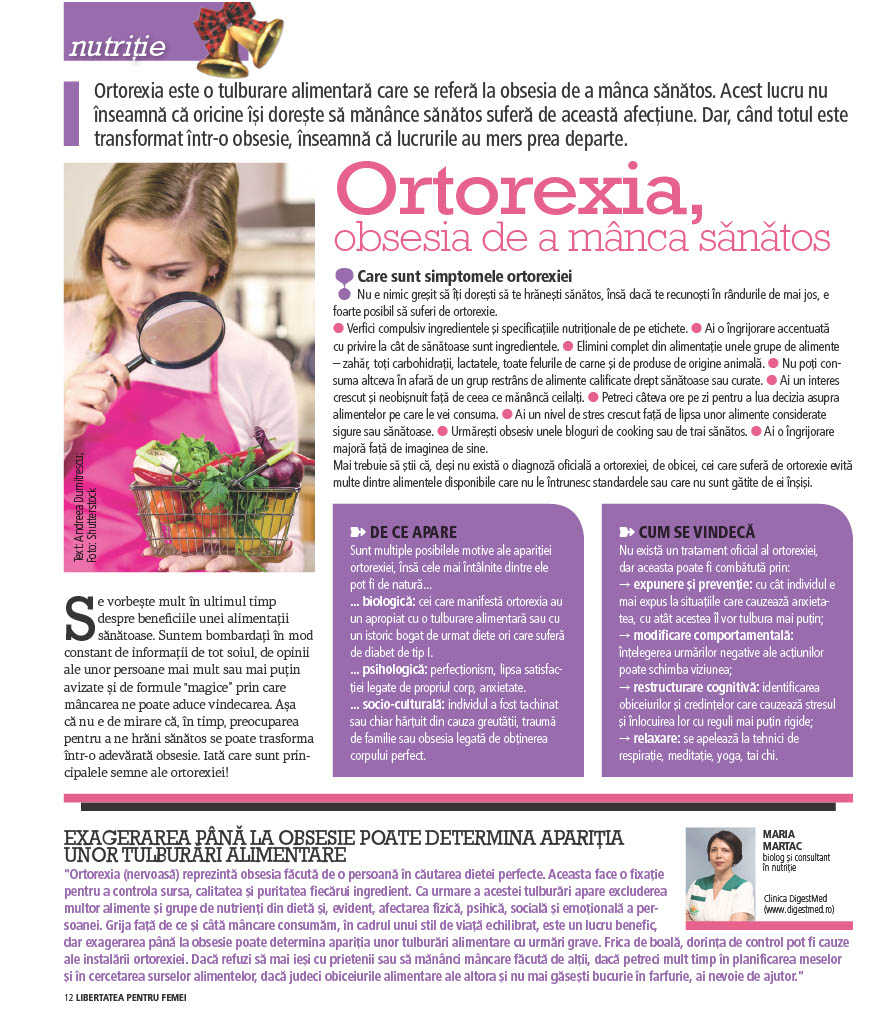 Ortorexia, obsesia de a manca sanatos, Maria Martac, Nutritionist DigestMed